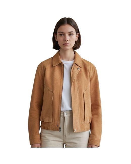Infinity Leather Brown Biker Blouson Bomber Oversized Jacket