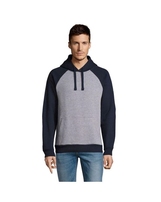 Sol's Blue Seattle Contrast Raglan Hoodie Marl/French)