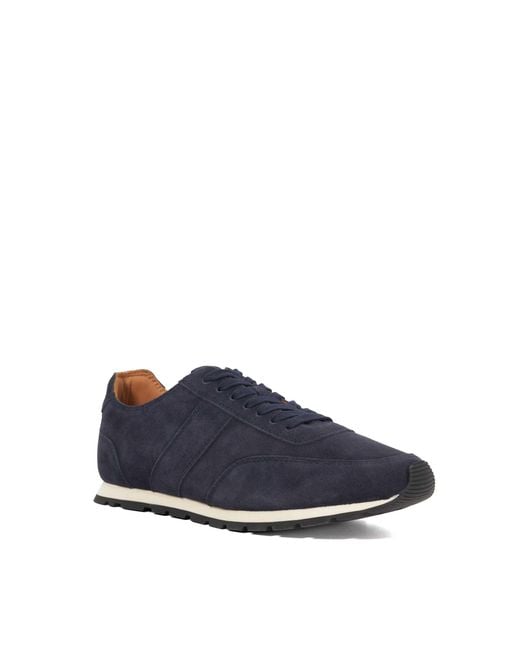 Dune Blue Treyson Lace-Up Suede Runner Trainer for men