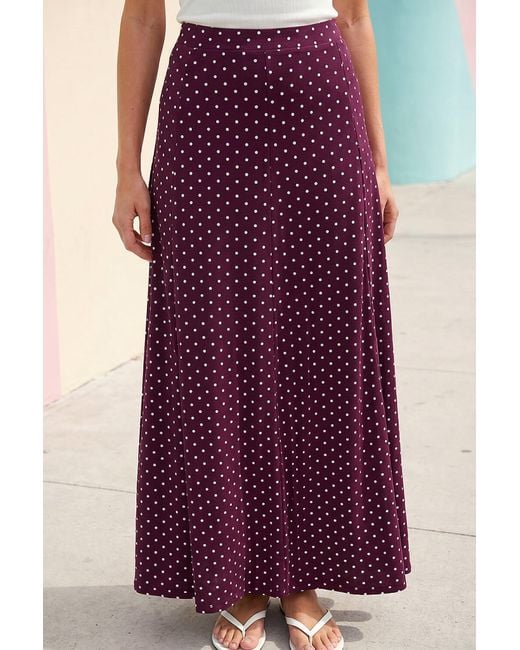 Roman Purple Polka Dot Midi Skirt