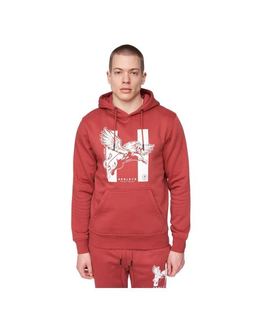 Henleys Curveball Hoodie (diep Rood) in het Red voor heren
