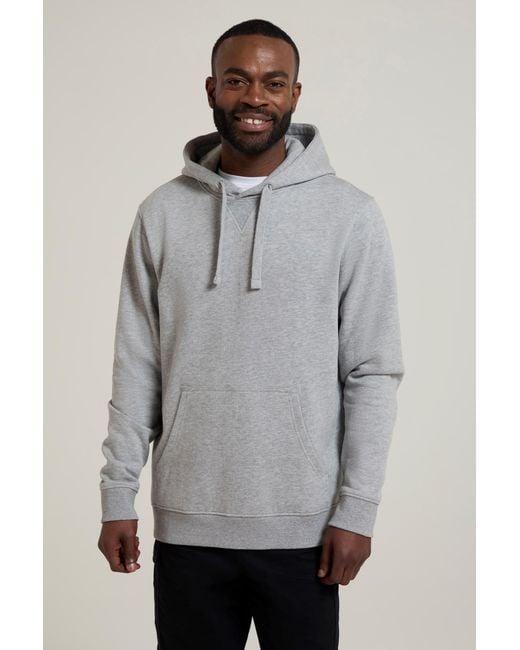 Mountain Warehouse Gray 'Dorset' Hoodie Drawcord Adjustable Hood Warm Cosy Pullover Cotton for men