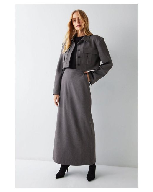 Warehouse Gray Premium Tailored Maxi Skirt