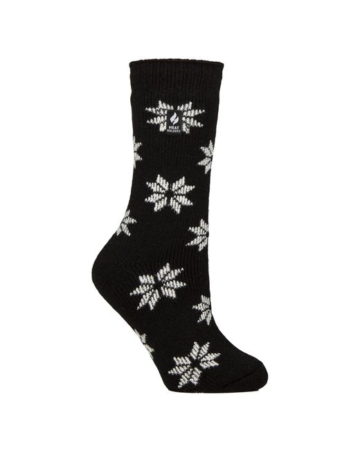 Heat Holders Black Ladies Jacquard Thermal Socks For Winter