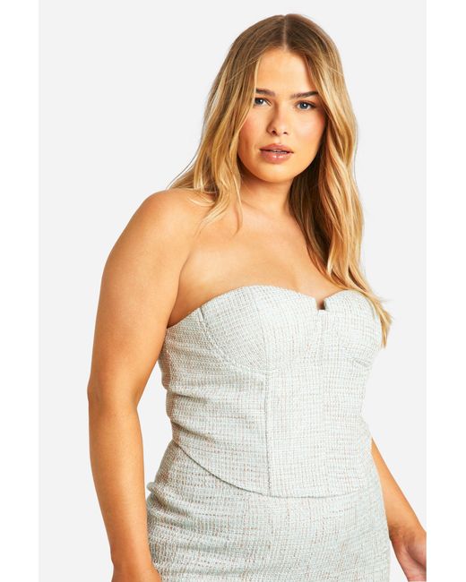 Boohoo White Plus Boucle Fitted Corset