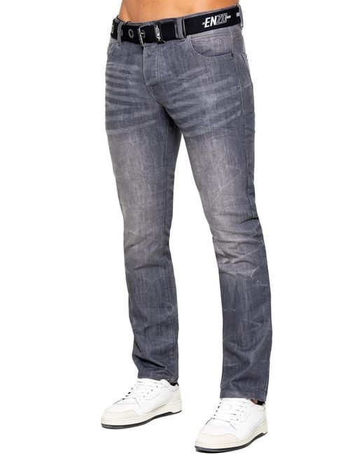 Enzo Blue Denim Straight Fit Jeans for men