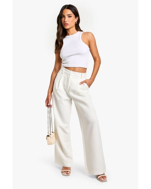 Wide Leg Petite Boohoo Petite High Waisted Wide Leg Trouser Boohoo