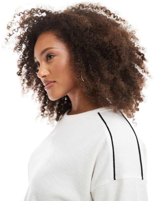 Cotton On White Ribbed Long Sleeve Beach Top