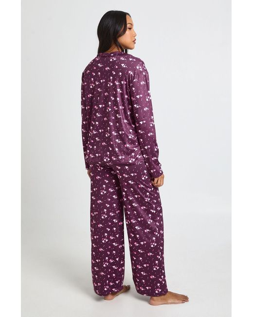 Boohoo Red Maternity Heart Print Long Sleeve Shirt & Trouser Pyjama Set