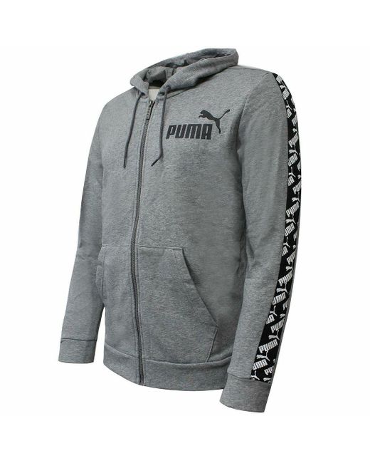 PUMA Gray Long Sleeve Zip Up Taped Jacket 584097 03 Cotton for men