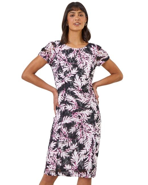 lace bodycon dress roman originals Trendy Fashion Lace Bodycon Dress Roman Originals Roman Leaf Print Ruched  Lace Dress In Black Lyst UK