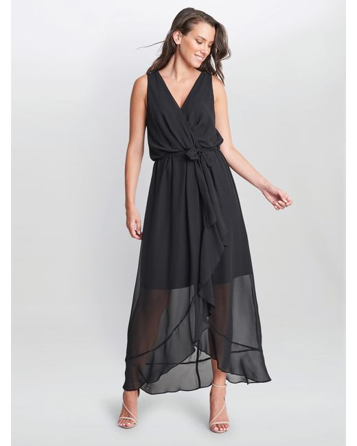 Gina Bacconi Black Imogen Sleevless Wrap Dress