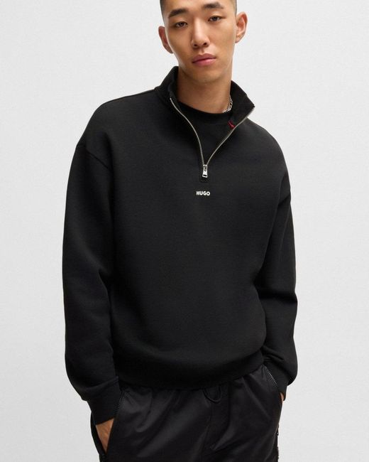 HUGO Black Durty244 1/4 Zip Sweatshirt Size: L for men