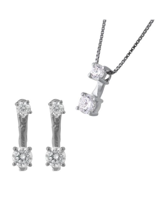 Orphelia White 'Lykke' 925 Sterling Set: Chain-Pendant + Earrings