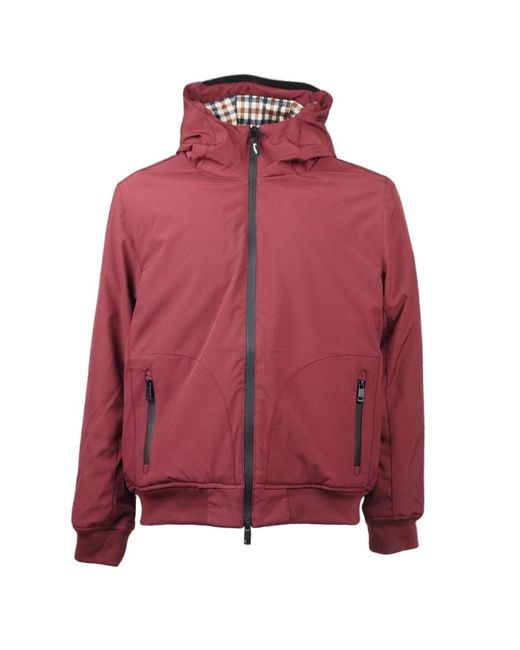 Aquascutum Red Active Hooded Burgundy Jacket for men