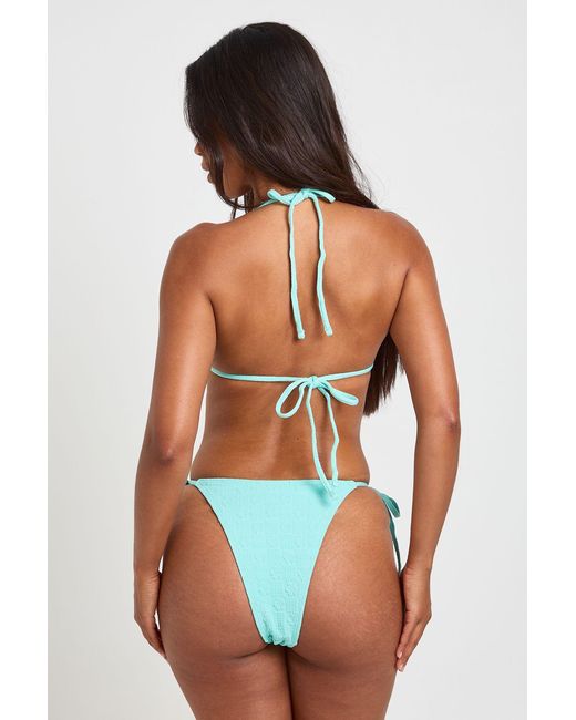 Boohoo Multicolor Textured Pattern Triangle Bikini Set