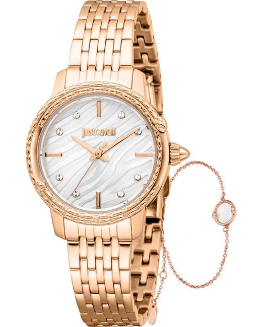 Just Cavalli Metallic Jc1L336M0075 Ladies Euforia Snake Watch And Bracelet Gift Set