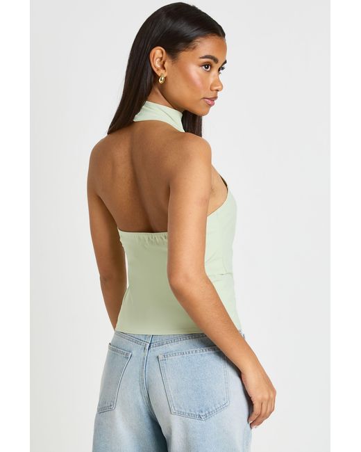 Boohoo Black Fitted Halterneck Cinched Top