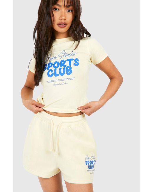 DSGN Studio Blue Sports Club Bubble Slogan Sweat Short