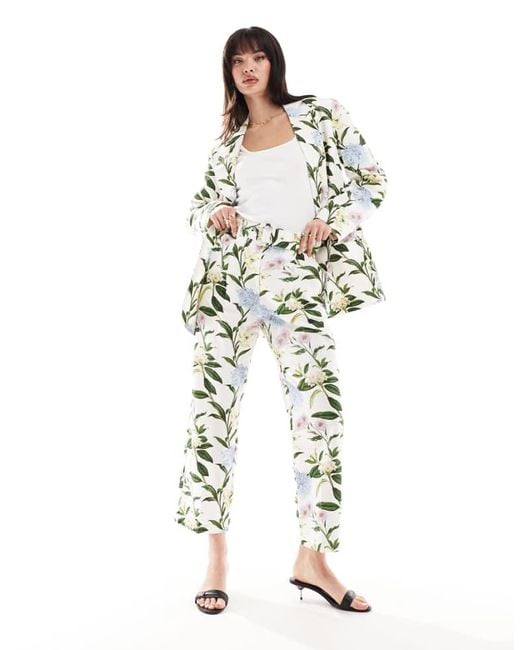 ASOS White Tailored Belted Trouser With Linen