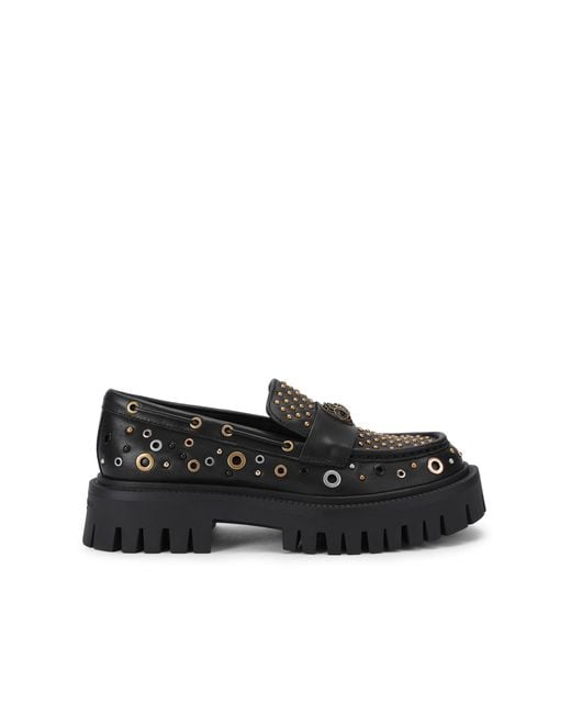 Kurt Geiger Black Leather Studded Chunky Loafer Loafers