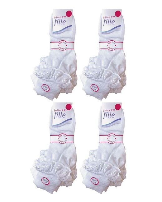 Sock Snob White 12 Pair Multipack Frilly Lace Socks
