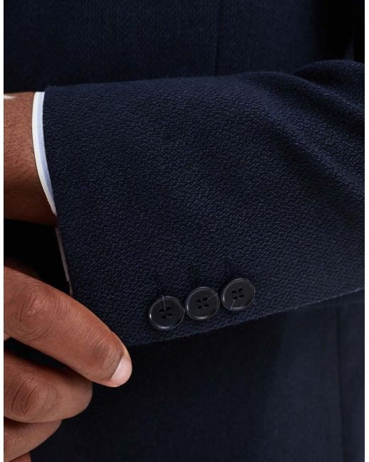 ASOS Blue Double Breasted Skinny Suit Jacket With Wool for men