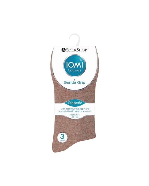 IOMI Black 6 Pack Non Elastic Diabetic Socks With Hand Linked Toe Seams for men