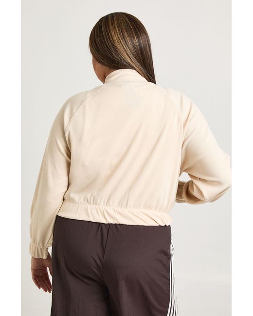 Boohoo Natural Plus Rib Funnel Neck Zip Up Jacket