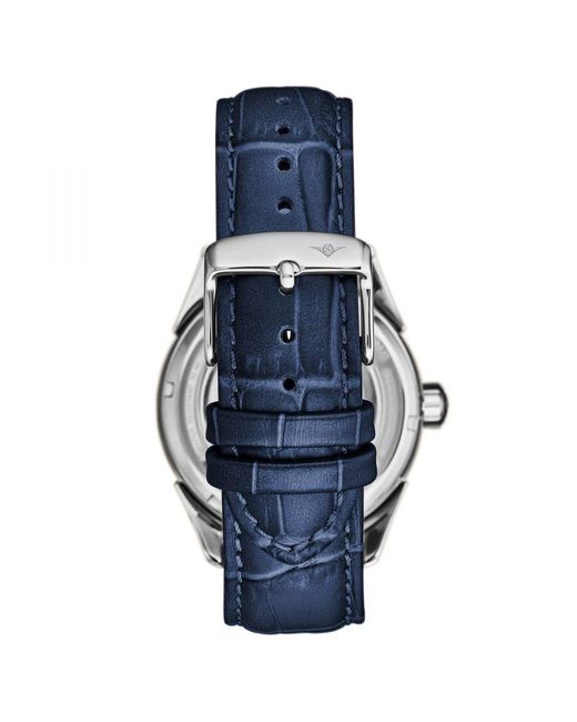 Stuhrling Blue Vanguard 1019 Dual Time Automatic Skeleton for men