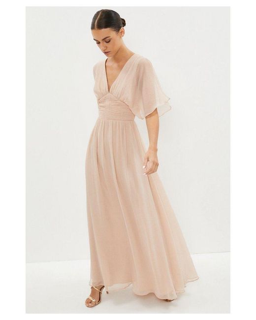 Coast Natural Petite Angel Sleeve Chiffon Maxi Dress