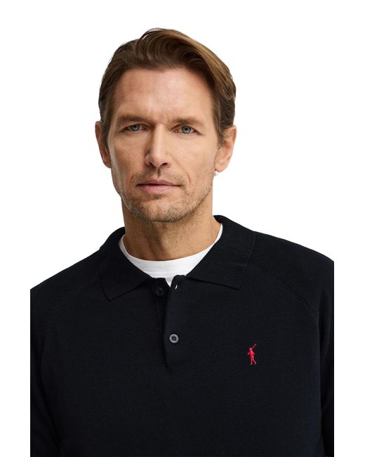 POLO CLUB Black Collar Sweater With Buttons Pullover16 for men