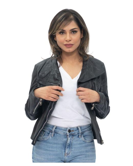 Infinity Leather Black Shawl Wrap Biker Jacket