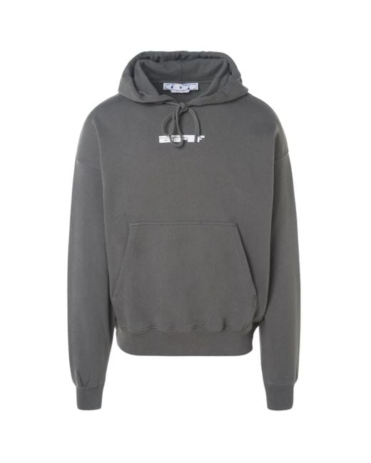 Off-White c/o Virgil Abloh Gray Teddy Arrow Skate Fit Steel Hoodie Cotton for men