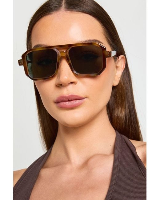 Boohoo Black Oversized Squared Aviator Sunglasses