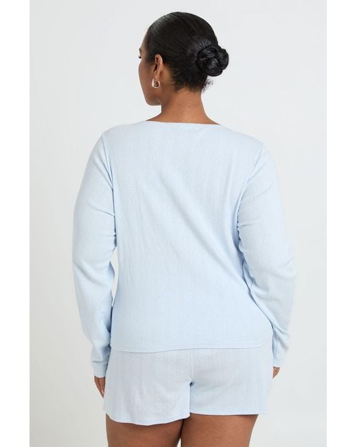 Boohoo White Plus Pointelle Pyjama Shorts