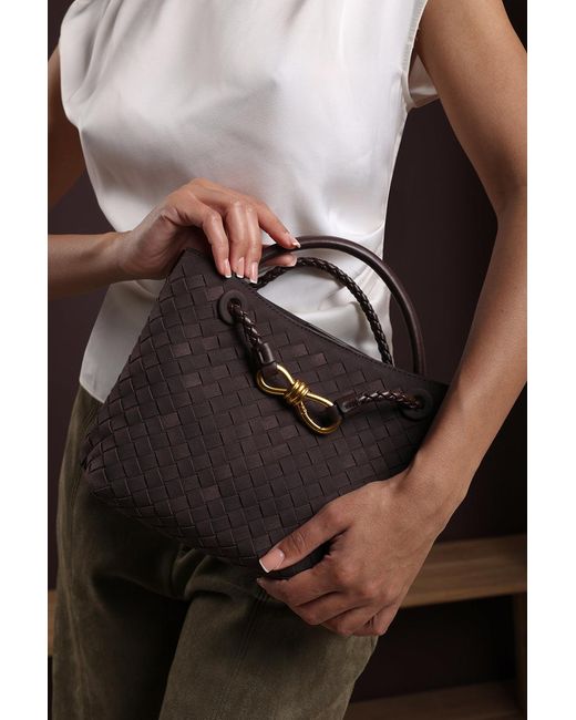 Where's That From Brown Wheres 'Luna' Woven Leather Tote Bag With Detail