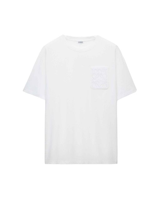 Loewe White Pocket Anagram Tonal Logo Relaxed Fit T-Shirt for men