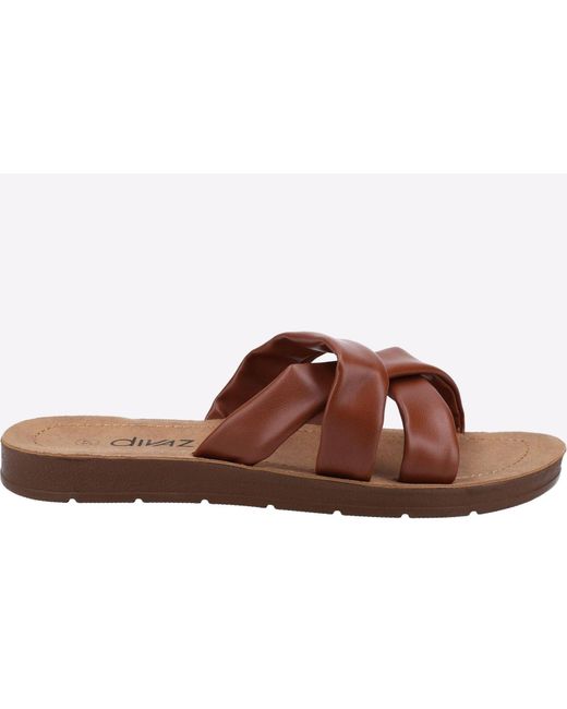 Divaz Brown Zurich Vegan Summer Slider