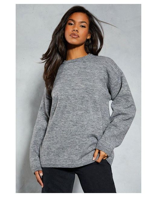 MissPap Gray Premium Knitted Mohair Oversized Jumper