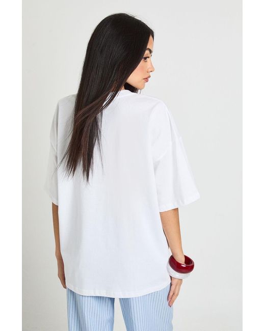 Boohoo White Spicy Margarita Front Print Oversized Tshirt