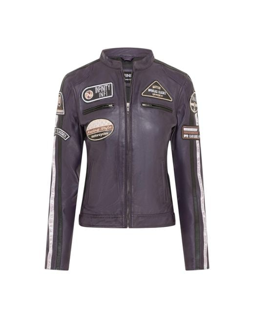 Infinity Leather Black Biker Racing Badges Jacket-Incheon Lamb Leather