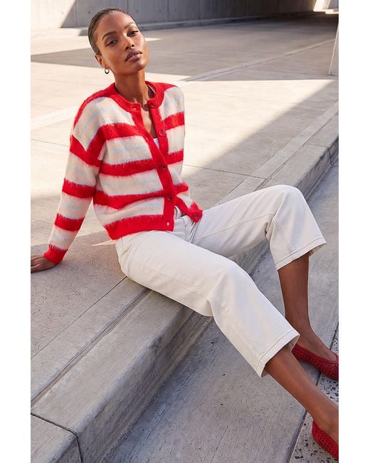 Roman Red Stripe Knit Cardigan