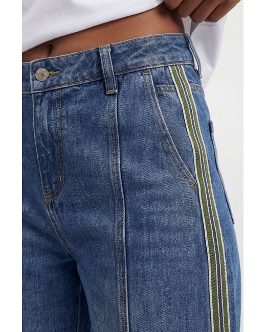 Karen Millen Blue Denim Side Panel Barrel Leg Jean
