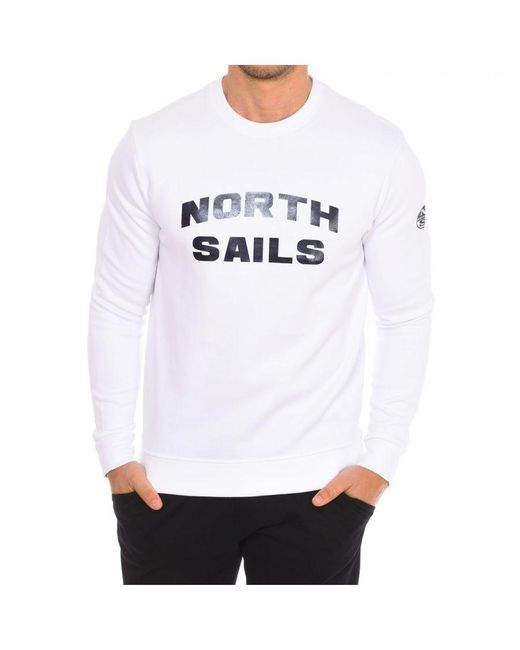 North Sails White Long-Sleeved Crew-Neck Sweatshirt 9024170 for men