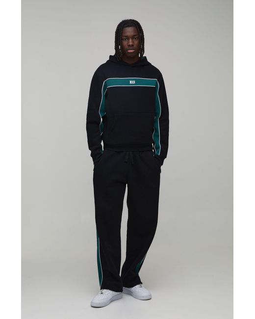 BoohooMAN Blue Boxy Sport Panelled Hooded Tracksuit for men