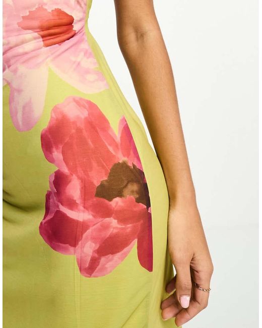 ASOS Multicolor High Asymmetric Neck Maxi Dress