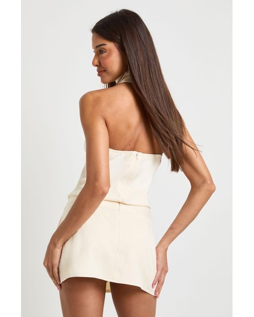 Boohoo White Crepe Wrap Mini Skort