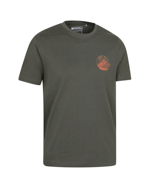Mountain Warehouse Green 'Mountain Grid' Graphic T-Shirt Cotton Breathable Tee for men