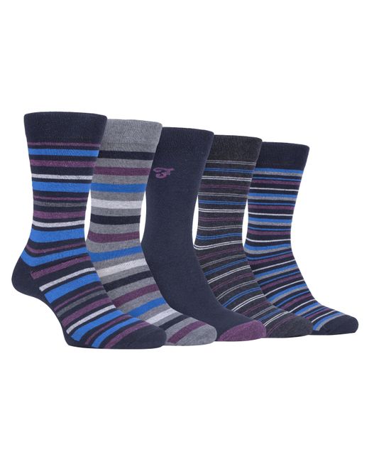 Farah 5Er-Pack Herren Dünne Atmungsaktive Klassische Gestreifte Gemusterte Weiche Baumwolle Kleid Socken in Blue für Herren